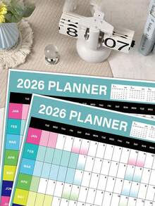 2026 Wall Calendar - Full Year View, 2026 Wall Calendar Suitable For Home, School And Office, 2026 Calendar Planner, Home Organization, Study Supplies, Fashion Planner, Minimalist Design, Durable Paper, Smooth Writing, Monthly Planner, Planning Tool, Home Organization, Office Supplies - Multicolor - View 4