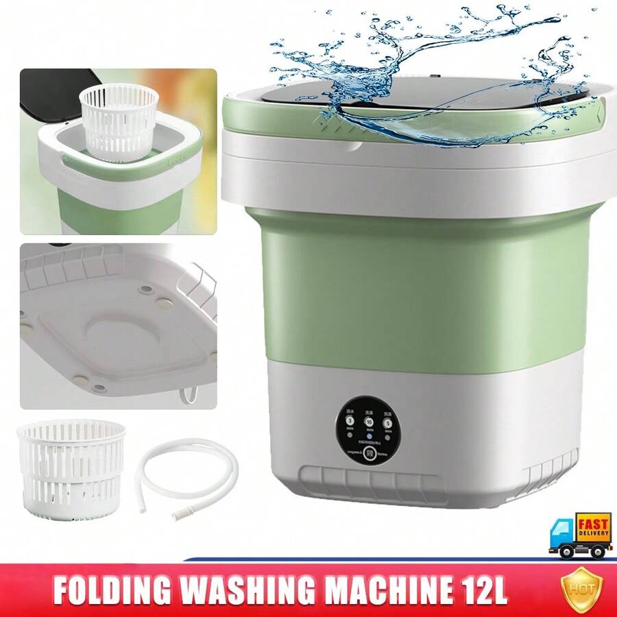 Mini Washing Machine Portable Non-Electric Roller Dryer Outdoor Washer Suitable For Apartments, Dorms, Camping, Travel ,Capacity With Foldable Handle Space-Saving Lightweight Design Durable Structure Manual Operation , Laundry Basket With Lid, Laundry Basket Plastic, Plastic Laundry Basket, Laundry Basket Lid, Portable Washing Machine, Mini/Small Washing Machine - 綠色 - 查看 1