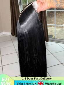 MYLOCKME 34 36 Inch Invisible Strap 360 Full Lace Frontal Straight Drawstring Wigs Human Hair 200% Density Wear And Go 6x4 9x6 5x5 Pre Plucked Pre Cut Lace Glueless Wigs For Women 13x4 13x6 Transparent Lace Front Brazilian Virgin Human Hair Wig Natural Black - Natural Black - View 2