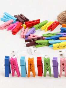 Pinzas de ropa mini resistentes para fotos, pinzas de ropa de madera natural con cuerda de yute, clips pequeños para manualidades, juegos de baby shower, colgar fotos decorativas, cócteles, bodas