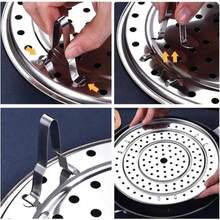 1 pieza/3 piezas, Vaporera y rejilla de enfriamiento de acero inoxidable con patas extraíbles, bandeja de vaporera redonda, diseño apilable de múltiples capas, superficie antiadherente para hornear, cocinar, hacer dim sum, verduras y pescado, herramienta de cocina ahorradora de espacio apta para placas de inducción y estufas de gas, apta para lavavajillas, duradera y fácil de limpiar, accesorio para hornear, bandeja de cocción, construcción resistente, menaje de cocina versátil, ideal para cocineros domésticos y chefs profesionales.