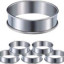 Set Of 6 8cm Baking Molds, Round Stainless Steel Mold, Suitable For Cakes, Doughs And Donuts.