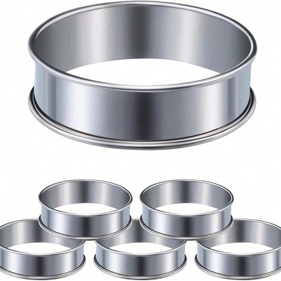 Set Of 6 8cm Baking Molds, Round Stainless Steel Mold, Suitable For Cakes, Doughs And Donuts.
