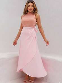 Women's Wrap Skirt With Viscose Lining - Baby Pink - View 2