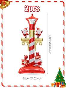 1/2pcs Large Standing Christmas Street Lamp Balloons With Base, Christmas Decoration Foil Balloons, Street Lamp Bulb Shaped Christmas Party Balloons, With Santa Claus And Gift Designs, Suitable For Christmas Themed Events And Scene Decoration, Yard Decoration, Merry Christmas, Theme Party Decoration, New Year Party Home Decoration, Holiday Party Supplies, Christening Balloons, Holiday Atmosphere Creation, New Year, New Year's Eve Events