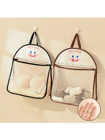 2件套（1个收纳袋+1个衣架）袜子内衣收纳挂袋，门挂式衣柜卧室网袋，宿舍衣柜侧挂式网袋
