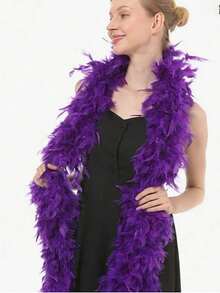 1pc Artificial Feather Boa Great For Women Costume Accessory Party Dancing Dress Up Holiday Christmas Tree Decors Crafting DIY,Christmas Feather Scarf. - A - View 25