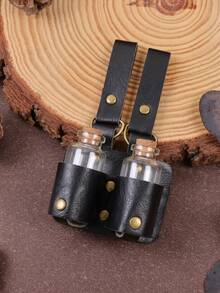 一套黑色PU皮革药水瓶架，适用于LARP（实景角色扮演游戏）、蒸汽朋克风格腰带配件，也适用于中世纪维京腰带等LARP中世纪角色扮演游戏。 - A - 查看 11