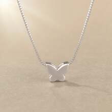 1個925銀蝴蝶吊墜項鍊,獨特設計,優雅奢華,鎖骨鏈 - 銀色 - 查看 2