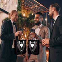 35 Pieces Groomsmen Gifts Set:6 Tuxedo Flask 6pcs Bottle Opener 6 Groomsmen Gauge Glasses 6 Sunglasses 5 Card 6 Gift Bags For Wedding Bachelor Party - 黑色 - 查看 6