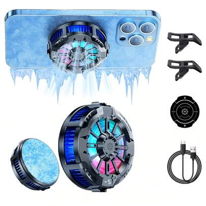 Enfriador de teléfono para juegos, ventilador de enfriamiento universal para teléfonos móviles, estuche radiador de teléfono móvil compatible con , Android y teléfonos inteligentes de 4.5 a 7 pulgadas, enfriador de teléfono celular para transmisión en vivo para accesorios de juegos e-sports silenciosos