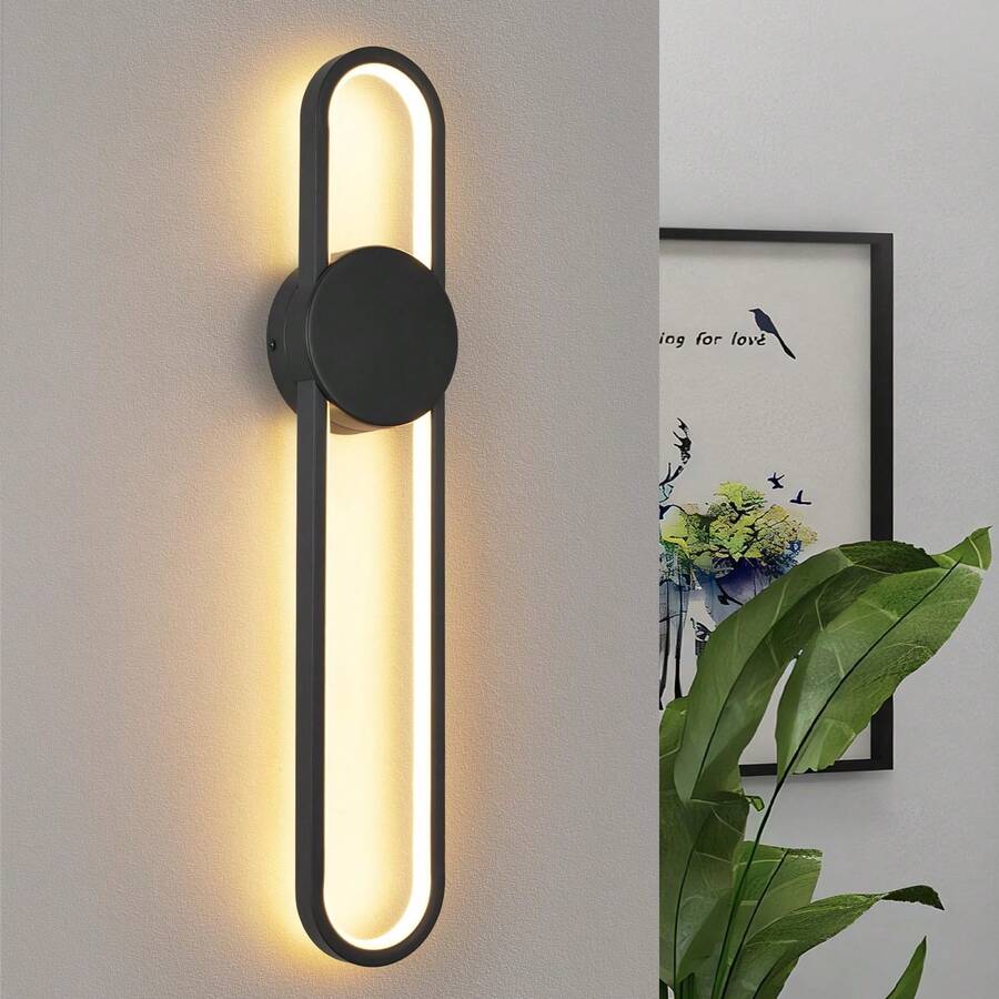 ZMH Wall Lamp LED Wall Light Indoor - 12W Staircase Lamp 41cm Black Hallway Lamp Modern Design 3000K Warm White Minimalist Wall Lighting For Bedroom Living Room Hallway Staircase Kitchen - B - 查看 1