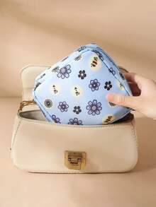 Geantă de depozitare pentru șervețele igienice, geantă cosmetică mini, geantă de machiaj, geantă cosmetică de călătorie, geantă de toaletă portabilă de călătorie, geantă cosmetică mică, geantă de depozitare pentru articole de toaletă pentru femei/fete, geantă drăguță cu fermoar, portofel pentru monede, potrivită pentru serviciu, călătorie, geantă cosmetică, geantă pentru îngrijirea pielii, geantă de toaletă, cutie de ambalare, articole de călătorie, articole esențiale de călătorie pentru vacanță, plajă