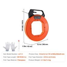 Fish Tape, 100 Ft, 3/16-Inch, Fiberglass Cable Guide With Enhanced Casing And Grip, User-Friendly Wire Routing Instrument, Bendable Wiring Aid For Walls And Electrical Ducts, Insulating - Orange - View 7