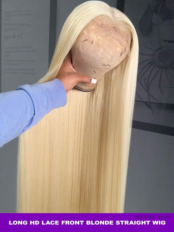 613# Blond Prosta Peruka 13*4 Przezroczysta Peruka z Koronką z Przodu od Ucha do Ucha 13x4 HD Peruki z Koronką z Przodu Bob Peruki z Ludzkich Mieszanych Włosów 200% Gęstości Wstępnie Wyrwane Wstępnie Wybielone Peruka Bob 8-16 cali Peruki Mieszane - Dla Kobiet Naturalna Linia Włosów Z Baby Hair 613# (8-36 cali)