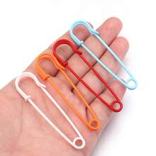 10pcs/Pack Colorful Enameled Iron Safety Pins 64X15mm, Candy Color Painted Iron Decorative Large Pins For Sweater, Shawl, Carpet, Pants, DIY Jewelry Accessories - Large Colorful Pins - View 3