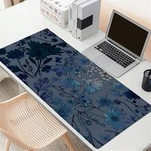 Blue Flower Mouse Pad Aesthetic Design Large Desk Mat With Nature Non-Slip Rubber Base Stitched Edges Desk Pad Keyboard Pad 35.4X15.7in, For Work Game Office Home Woman Friend Gifts Back To School - 80*30*0.2cm - Xem 4