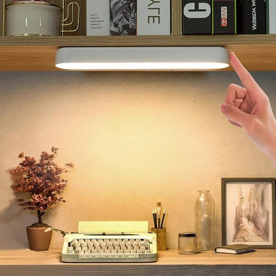 Casa HuLu ®   Luz de Armario LED,Luz LED Magnéticas Táctil Recargables Por USB de 3 Colores para Luces de Dormitorio de Estudiantes, Oficina en Casa,Iluminación de Banco de Trabajo (Blanco) - Blanco-2 - Ver 1