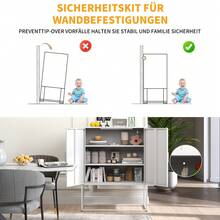 Metal Sideboard, Storage Cabinet – 2 Shelves, Freestanding Steel Cabinet, Magnetic Doors, Anti-Tip Lock, Living Room, Kitchen, Office, White, H 109 Cm * W 85 Cm * D 40 Cm - White + Metal + Modern - View 6