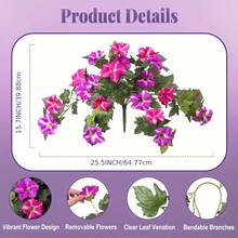 1pc Artificial Petunias Flowers Plants For Outdoor Decoration Spring Faux Morning Glory Silk Flower UV Resistant No Fade Floral For Home Garden Balcony Yard Porch Realistic Indoor Decor