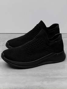 新款女士休闲鞋，舒适运动鞋，透气防尘，袜子式设计，穿着方便，时尚百搭，适合各种场合，全黑色优雅搭配，（男女通用/情侣/女士新品）