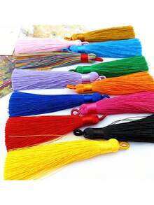 10pcs/Pack 85mm Colorful Tassel Pendant Rings, Handmade Woven Pull Rings For DIY Bags, Colorful Tassels Decor Accessories For Pillows, Clothing