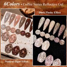 FOUR LILY 10ml 咖啡系列凝胶指甲油 - 反光闪粉系列，半永久美甲沙龙指甲油，需搭配底油和亮油使用，打造完美美甲效果 - 彩色 - 查看 4
