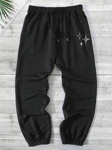 Printed Pattern Casual Sports Long Pants, Suitable For All Seasons, Loose And Well-Fitting, Suitable For Both Men And Women, Street Casual Wear, Comfortable, Jogging For Exercise, Commuting, Tapered Pants - Black 5 - View 2