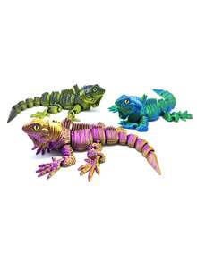 1 件 3D 打印爬行宠物鬣蜥动物模型，可爱迷人的蜥蜴，可移动的一体式关节，创意模型装饰，非常适合家居装饰、办公室和办公桌装饰、工艺品装饰和礼物，适合圣诞节、新年礼物等用途。