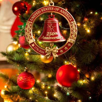 زينة جرس عيد الميلاد لذكرى المئتين وخمسين عاما، مناسبة للشجرة والنافذة والفصل الدراسي وديكور حفلات العطلات