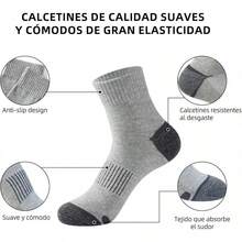 Ausein Calcetines Hombre 6 Pares, Calcetines Deportivos Algodón Transpirables, Absorbe el sudor y antiolor, Tines Correr Largos, Medias antideslizantes para Baloncesto,Running, Futbol, Ciclismo, Gym - Gris Claro - Ver 11