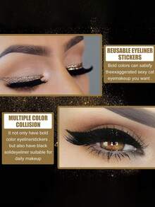 Set combo di ombretti e ciglie finte, include eyeliner glitterato adesivo e ciglie finte, impermeabile, senza colla necessaria, adatto per trucco da festa e palcoscenico, ideale per principianti