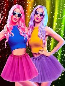 适合 3-12 岁女孩的芭蕾舞裙，三层芭蕾舞服装，适合万圣节家庭派对芭蕾舞圣诞节礼物 - 彩色 - 查看 4