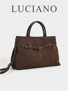 Sac à main vintage de couleur café pour femme, sac à main de navette haut de gamme avec boucle, petit sac de navette à la mode, convient pour les déplacements, la vie quotidienne, en PU - Café - Voir 2