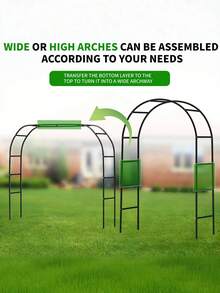 1pc 99''55'' Metal Garden Pavilion Arch - 2 Sizes, For Climbing Plants, Roses, Vegetables, Weddings And Wide Arbor (Without Base/With Base), Assemble Freely Heavy-Duty Steel Support For Outdoor & Indoor Use - màu đen - Xem 3