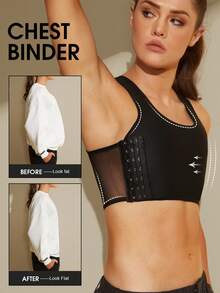 1pc Women Chest Binder Compression Top, Trans, Transgender FTM, Adjustable Seamless Binding Vest For Large Bust