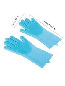 1 pieza Guante de baño para mascotas, herramienta mágica de baño para perros y gatos, guantes de silicona para la cocina, limpieza, lavado de perros y gatos, con cepillo de masaje, guante para lavar el pelaje, baño, frotado anti-arañazos y mordeduras, impermeable (color aleatorio)