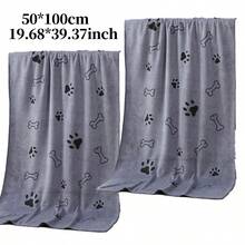 1pc/2pcs Soft & Absorbent Microfiber Pet Towel, Cute Paw Print, Bone, Bear, Rabbit Design, 50cm*100cm, Quick Drying, Cartoon Print Pet Bathing Towel, Ideal For Drying Cats, Dogs, Pet Grooming - Multicolor - View 15