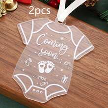 Decoración de anuncio de bebé 2026 - Decoración colgante de acrílico transparente, decoración neutra para baby shower, anuncio de embarazo para el esposo, abuelos, familia, tía - Regalo para padres en espera, regalo único para futuros padres, adecuado para reuniones familiares y eventos de celebración, baby shower - color transparente - Ver 9