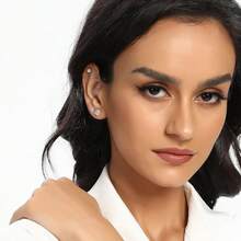 MDFUN 6 Pairs Stud Earrings Sets 3-8MM 18K Gold Plated Round 5A+ Cubic Zirconia Earrings CZ 6 Prong Ears Jewelry Women - 4MM-黃金 - 查看 5