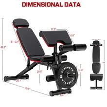 GIKPAL Built-In Transportation Wheel 10 Positions Adjustable Weight Bench - Bề mặt thảm rơm đan chéo - Xem 6