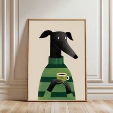 1 幅带框/无框奇思妙想动物狗咖啡趣味海报舒适厨房咖啡厅饮料墙壁艺术帆布印刷简约美学装饰画适合咖啡爱好者、公寓、客厅、卧室、现代家居装饰 - 彩色 - 查看 2