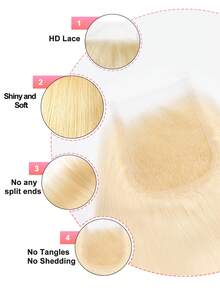 OQ Hair Straight 4*4 HD Lace Closure 10-20 Inch 613 Blonde Color 100% Human Virgin Hair Silk Weaves Human Hair Looking Versatile Style Human Hair Wig For Women Hair Accessory Halloween Costumes Women Free Shipping Travel Essential Accessories - S613 - View 11