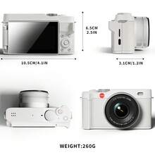 2K Digital Camera With 48MP Multi-Filter 16X Zoom Anti Shake, 3" LCD Screen Compact Vlogging Camera With 32G SD-Card, White