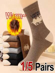 5 Paar neutrale, warme, dicke Woll-Ringelsocken, weich, bequem, modisch, für Outdoor-Wanderungen, Paar, kältebeständig, Skisocken