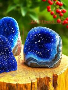 1pc Blue Crystal Cluster, Vivid Crystal Cluster - Unique Holiday Gift - Suitable For Home And Office Decor - Blue - View 2
