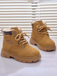 1 Pair Children's Autumn/Winter Boots, Casual Comfortable Student Shoes, Mid-Top High-Top Warm Lining Boots For Boys And Girls