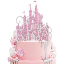 1 Đồ trang trí bánh theo chủ đề lâu đài - Trang trí bánh lâu đài công chúa màu xanh, hồng, vàng - Thích hợp cho sinh nhật theo chủ đề lâu đài công chúa, xứ sở thần tiên mùa đông, trang trí tiệc Giáng sinh - Nhiều màu - Xem 11