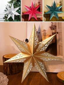 1 chụp đèn hình ngôi sao Giáng sinh 45cm, chụp đèn thiết kế rỗng hình ngôi sao bảy cánh, trang trí cây thông Noel, trang trí treo Giáng sinh, trang trí nhà Giáng sinh, trang trí phòng Giáng sinh - Nhiều màu - Xem 2