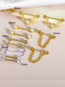 Set de 12 piezas de 14G Anillos para pezones de acero quirúrgico para mujeres con corazones de circonita y mariposas, un regalo ideal para San Valentín, Mamá, Madre, Día de la Madre - mezclar anillo de pezón - Ver 13